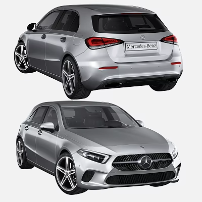 Mercedes Benz Silver Car Front And Rear View Exterior Design Details 3d model