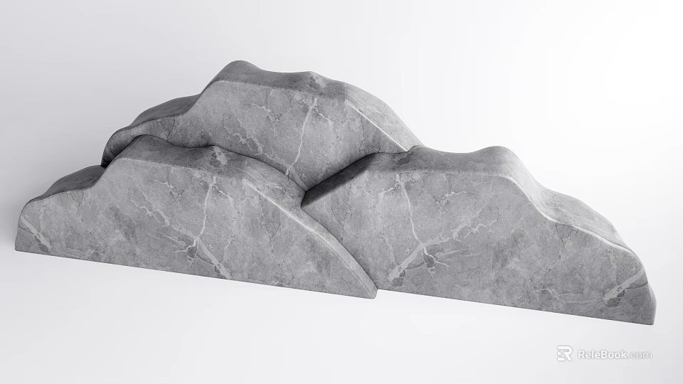 Mountain Shaped Textured Stone And Wood Decor For Modern Interior Design 3d model 
