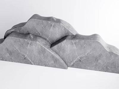 Mountain Shaped Textured Stone And Wood Decor For Modern Interior Design 3d model