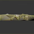 3D Model of Ancient Archaeological Site with Grassland Circular Structure and Square Area