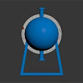 Blue Cylindrical Industrial Equipment With Silver Tubular Structure Red Rings And Blue Stands