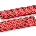 Red Wireless Keyboard and Mouse Combo with Slim Modern Design for Computers 3d model