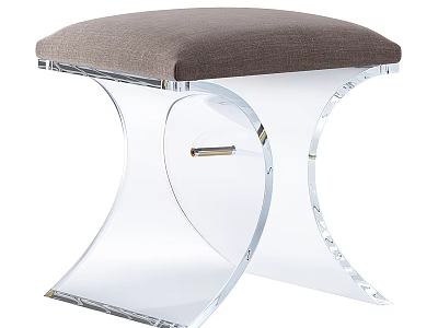 Modern Clear Acrylic Stool With Gray Padded Seat And Contemporary Design 3d model