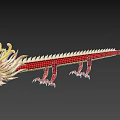 Mythical Flying Dragon With Red Body Golden Mane Detailed Scales And Sharp Claws