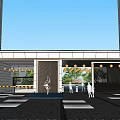 Modern Entrance Gate With Double Glass Doors Decorative Round Lanterns White Walls And Greenery