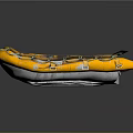 Yellow Inflatable Boat with Gray Floor Black Oar and Yellow Buoyant Rings