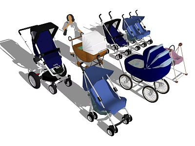 Modern stroller stroller stroller combination 3d model