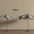Poliform Gray Outdoor Umbrellas Two With Tassel Trim And Bronze Frames For Garden Patio