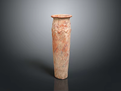 Carved Terracotta Sculpture Vase Tall Slender With Intricate Decorative Patterns 3d model
