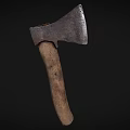Vintage Axe With Rustic Metal Head And Natural Wooden Handle