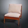Minimalist Wooden Frame Chair With Light Colored Cushion And Backrest