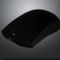 Black Computer Mouse Resembling Small Rodent With Green Light On Dark Background 3d model