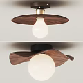Modern Walnut Wooden Ceiling Light with White Globe Bulb and Stylish Design