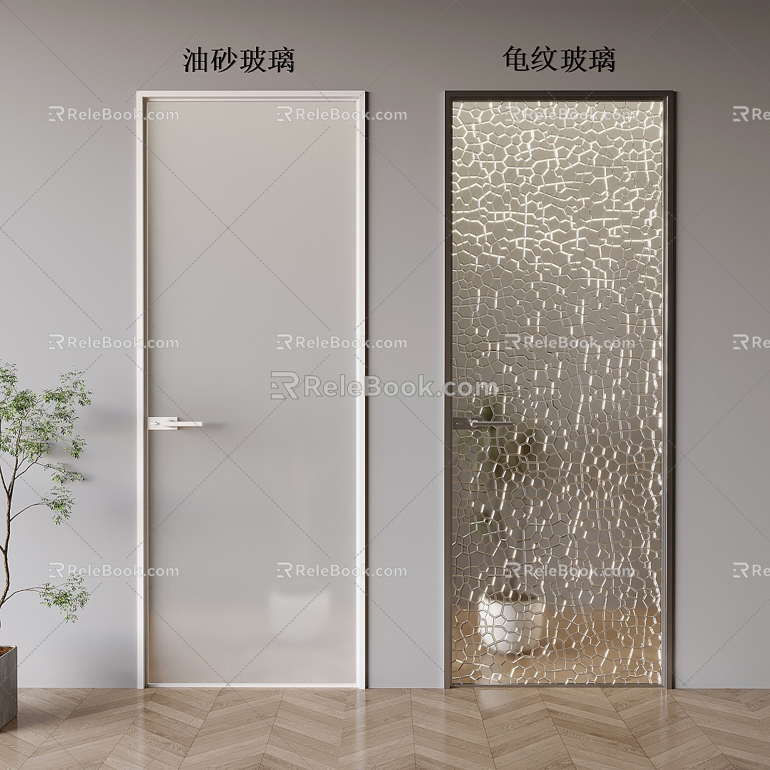 Oil sand glass single door tortoise glass swing door kitchen bathroom glass single door model