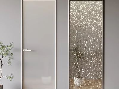Modern Swing Door Design With Frosted And Patterned Glass For Interior Space 3d model