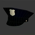 Navy Blue Police Hat With Gold Badge And Black Brim Design