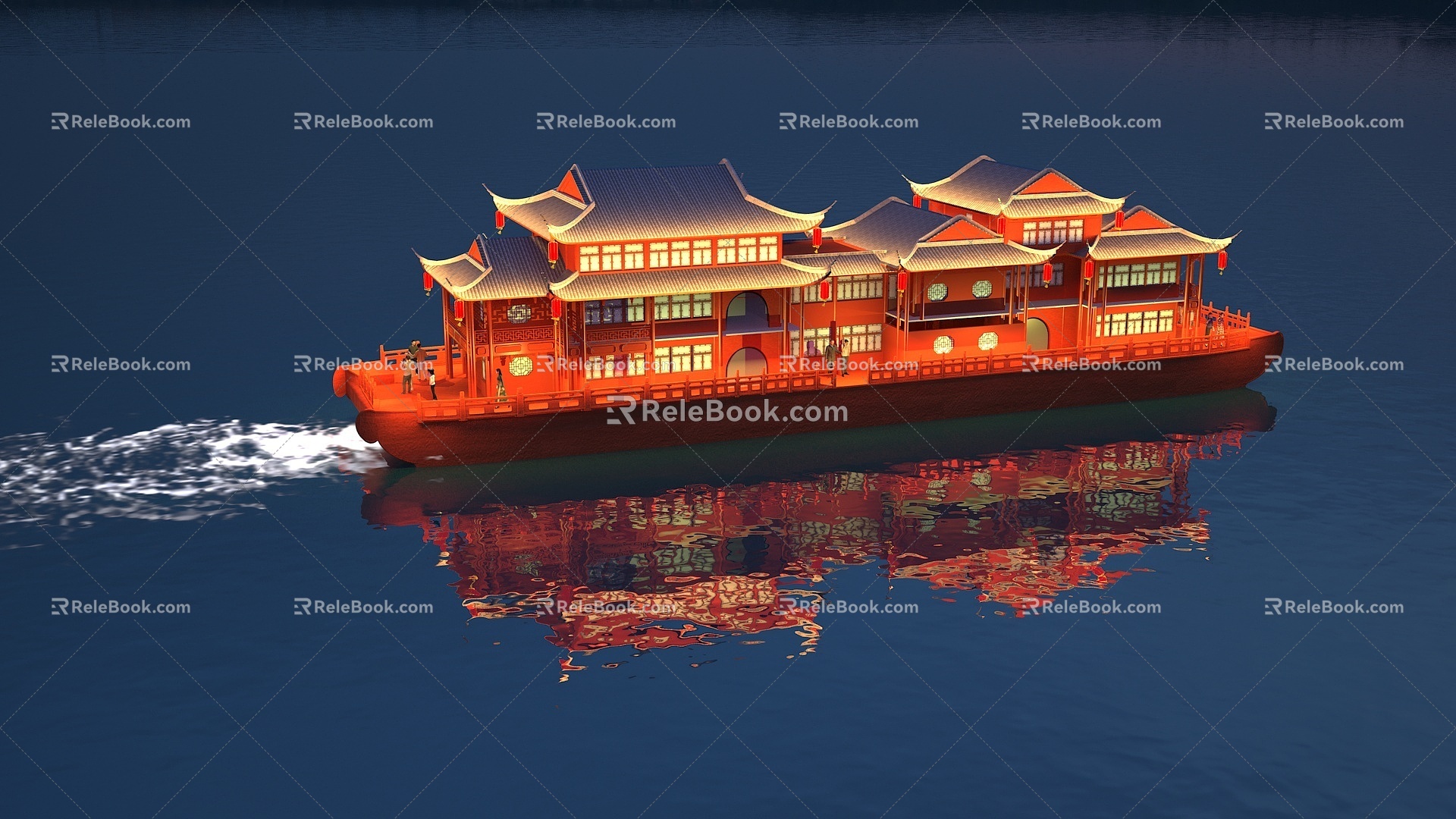 Boat Cruise Boat Yacht Ancient Boat Chinese Cruise Boat Night Cruise Boat Ancient Jianwen Tourist Boat Ship Wooden Boat 3d model