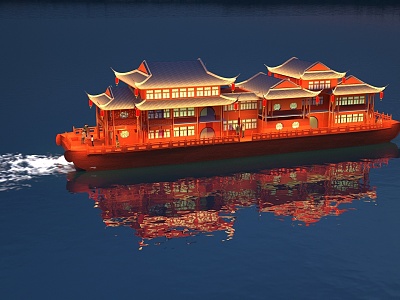 Boat Cruise Boat Yacht Ancient Boat Chinese Cruise Boat Night Cruise Boat Ancient Jianwen Tourist Boat Ship Wooden Boat 3d model