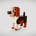 3D Pixel Art Dog Model With Blocky Design And Colorful Details