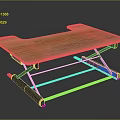Modern Standing Desk with Solid Wooden Tabletop and Black Metal Frame Design