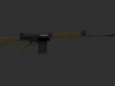 Classic Military Rifle With Brown Wooden Stock Black Magazine And Long Barrel 3d model