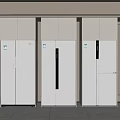 Three White Modern Refrigerators With Different Door Styles Arranged Side By Side 3d model