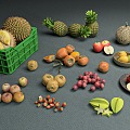 Modern Fruit Fruit Basket Fruit Plate Plastic Basket Durian Pineapple Apple Hami Melon Carambola 3d model