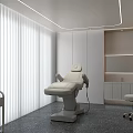 Beauty Salon Interior With White Beauty Bed White Cabinets Blinds Gray Floor Tiles And Chair