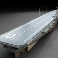 Large Aircraft Carrier Warship With Extended Flight Deck White Runway Lines And Zero Marker