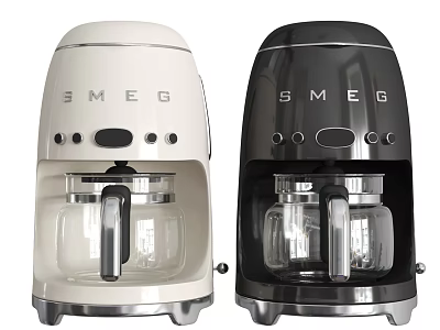 Smeg Coffee Makers White And Black Vintage Design With Glass Carafe Kitchen Appliance 3d model