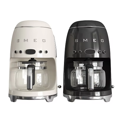 Smeg Coffee Makers White And Black Vintage Design With Glass Carafe Kitchen Appliance 3d model