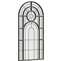 Modern Floor-to-Ceiling Windows With Arched Design Black Frames And Grid Panes 3d model