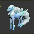 Elegant Fantasy Game Character With Blue Body White Cloud Mane Tail And Green Leaf Details