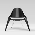 Black Modern Leisure Chair With Curved Backrest And Sleek White Support Legs
