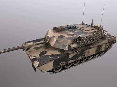 Military Tank With Camouflage Paint Long Cannon Barrel Antennas And Tracks 3d model