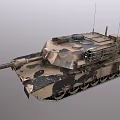 Military Tank With Camouflage Paint Long Cannon Barrel Antennas And Tracks