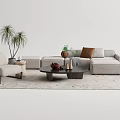 Quiet Sofa Tea Table Combination Sofa Coffee Table 3d model
