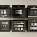 Modern Black Kitchen Appliances With Multiple Units Storing Dishes And Cups Inside 3d model