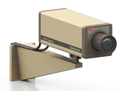 Projection Monitoring CCTV Camera With Mounted Bracket And Red Indicator Light 3d model