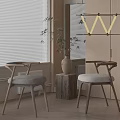 Modern Leisure Chairs With Wooden Frame Gray Cushions And Plant By Window