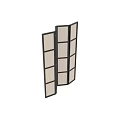 Modern Folding Room Divider Screen with Black Frame and White Mesh Panels 3d model