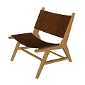 Minimalist Leisure Chair With Wooden Frame And Brown Leather Seating Design