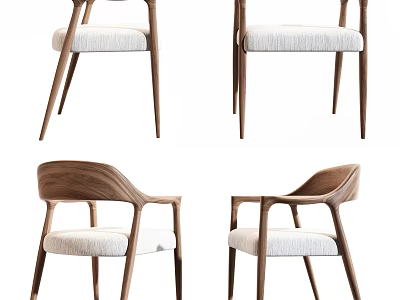 Modern Leisure Chair With Wooden Frame And Fabric Cushion Multiple Angles View 3d model