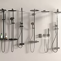 Multiple Wall Mounted Shower Systems With Various Designs And Handheld Sprayers 3d model