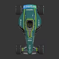 Modern Teal Racing Car With Streamlined Design Yellow Accents And Sponsor Logos