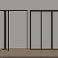 Black Framed Glass Panel Folding Doors Open And Closed In Modern Interior Space 3d model