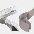 revolving stair handrail stair metal stair glass stair 3d model