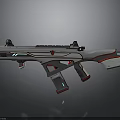 Futuristic Sci Fi Gun Design With White Red Accents And Blue Light Details