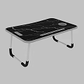 Foldable Functional Desk with Black Marble Texture White Legs Cup Holder and Pen Slot
