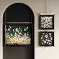 Modern Abstract Painting Decorative Art With Black White Floral Patterns For Interior Wall